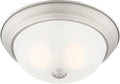 DESIGNERS FOUNTAIN Reedley 2-Lights Flush Mount Ceiling Light, 13 Inch Lighting Fixture for Kitchen, Bedroom, Bathroom, and Hallway, Pewter/White with Etched Glass, 1257M-PW-W