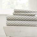 Linen Market Double-Brushed Patterned Microfiber Queen Sheet Set 4 Piece – Oeko-TEX Certified Ultra Soft & Wrinkle-Free - 16" Deep Pocket Sheets - Easy Care Queen Size - Puffed Chevron Light Gray