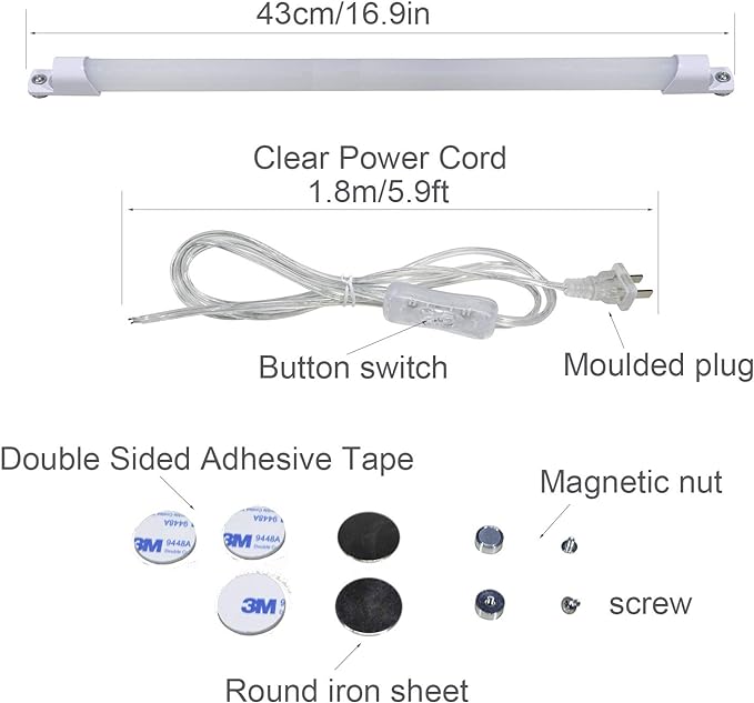 110V Under Cabinet Lights,17inch LED Under Counter Lighting with 6foot Plug Cable,Reading Desk Lamp for Kitchen/Shelf (Naturally White 4000K)