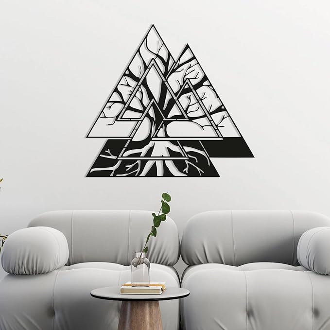 Veplsur Tree of Life Metal Wall Art, Norse Viking Decor, Pagan Wall Decor, Tree of Life Wall Sculpture, Scandinavian Home Decor, Godly Home Decor (White, 39"x39"|100x100cm)