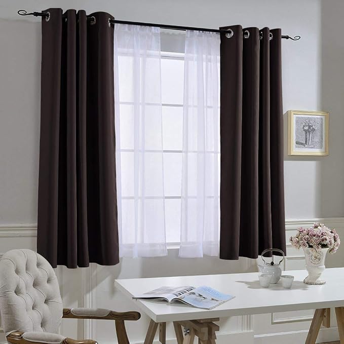NICETOWN Blackout Curtains Panels for Window - Triple Weave Energy Saving Thermal Insulated Solid Grommet Blackout Drapes for Kitchen (1 Pair, 52 inches by 63 Inch, Toffee Brown)