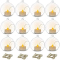 12 Pcs 3.15"/ 8cm Hanging Glass Tealight Holder Globe with LED Tealight, Plant Terrariums Glass Orbs Air Plants Tea Light Candle Holders Home Decor Indoor Outdoor Garden DIY Gifts (12 Pcs)