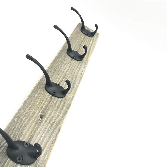 Wall Mounted Coat Rack, Wooden Entryway Vintage Rustic Coat Rack Hat Hanger Rack Zinc die-cast 4-Hook Rail for The Entryway, Bathroom, Bedroom, Kitchen, Mudroom Pinewood Alloy 4-Hook