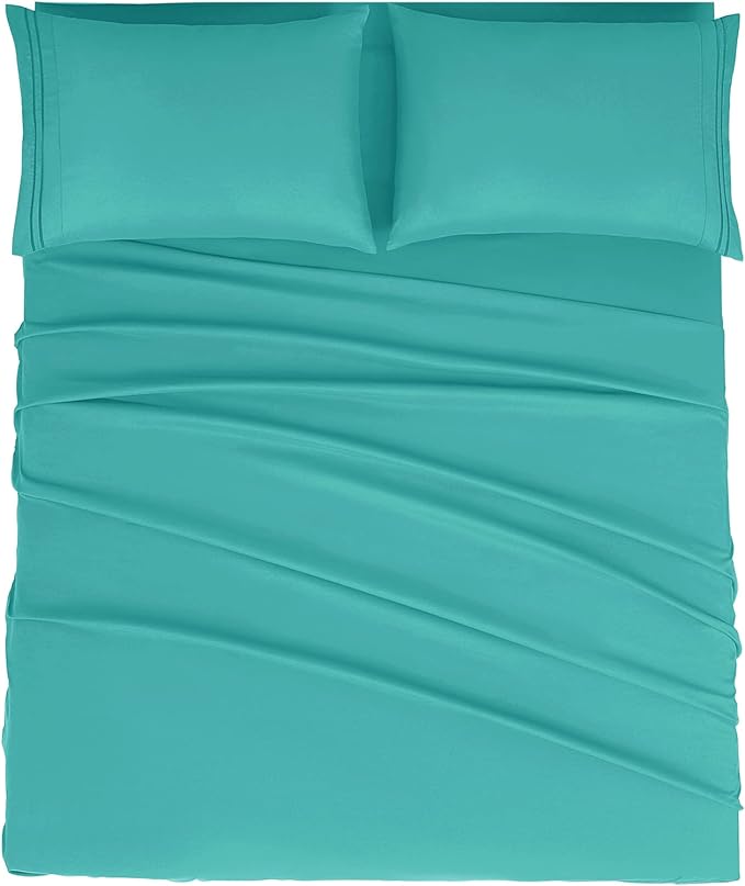 Mejoroom Bed Sheets Set,Extra Soft Luxury King Size Sheets with 15-inch Deep Pocket,Premium Bedding Collection - Soft, Breathable, Wrinkle & Fade Resistant - 4 Piece (King,Teal)