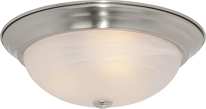 Designers Fountain 15 in Modern 3-Light Flush Mount Ceiling Light, Satin Platinum with Alabaster Glass Shade, 1257L-SP-AL