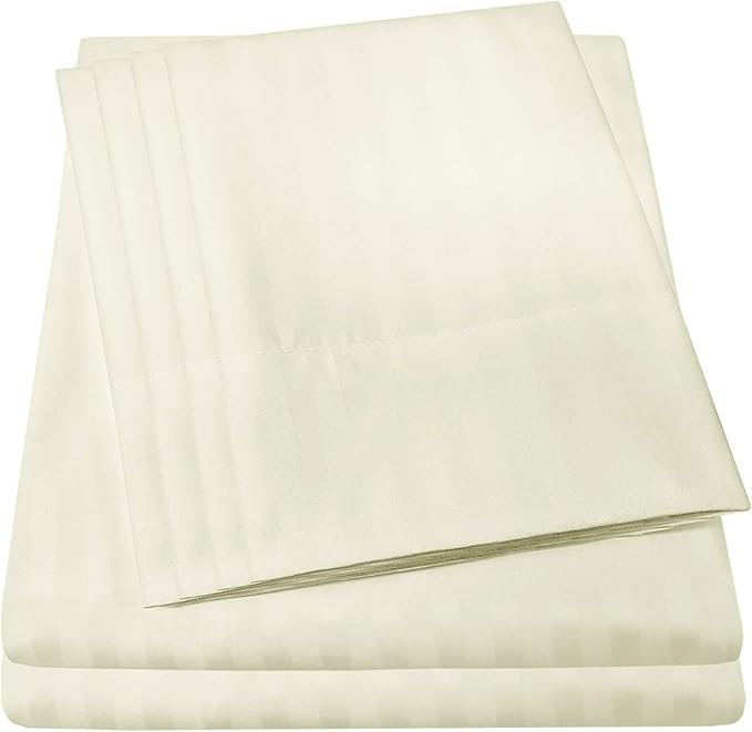 Full Size Bed Sheets - 6 Piece 1500 Supreme Collection Fine Brushed Microfiber Deep Pocket Full Sheet Set Bedding - 2 Extra Pillow Cases, Great Value, Full, Dobby Beige