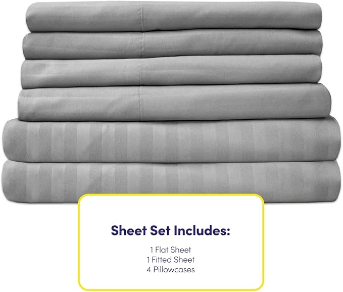King Size Bed Sheets - 6 Piece 1500 Supreme Collection Fine Brushed Microfiber Deep Pocket King Sheet Set Bedding - 2 Extra Pillow Cases, Great Value, King, Dobby Silver