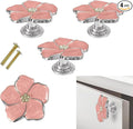 4 pcs Flower Petal Knobs,Creative Silver Flower Drawer Pulls Handles with Screws Single Hole Handle for Cabinet, Dressing ，Home Decor Handles (Pink)