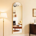 DUMOS Arched Wall-Mounted Full Length Mirror 60"x16" for Bedroom, Full Body Floor Mirror with Stand, Hanging or Leaning for Wall, Gold