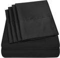 Full Size Bed Sheets - 6 Piece 1500 Supreme Collection Fine Brushed Microfiber Deep Pocket Full Sheet Set Bedding - 2 Extra Pillow Cases, Great Value, Full, Black