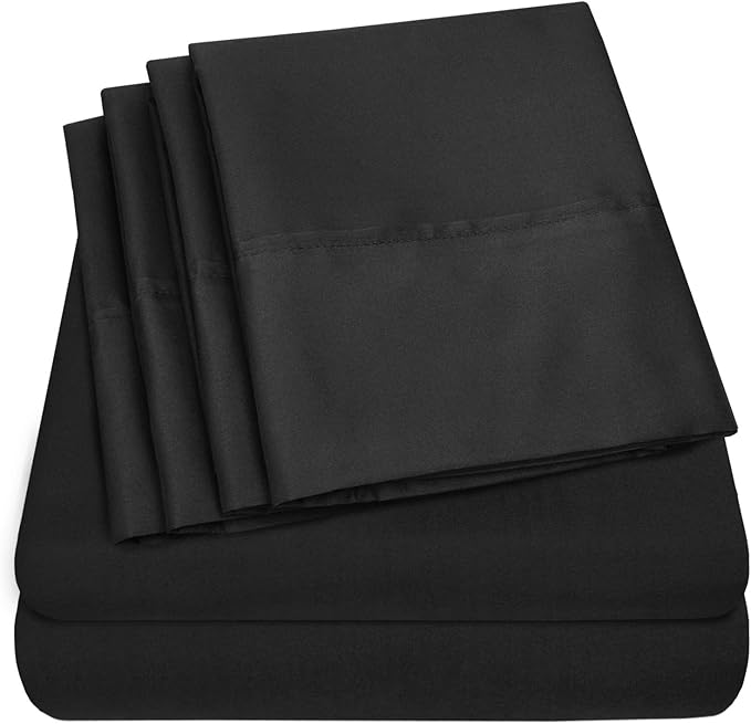 Twin XL Size Bed Sheets - 4 Piece 1500 Supreme Collection Fine Brushed Microfiber Deep Pocket Twin X-Large Sheet Set Bedding - 1 EXTRA PILLOW CASES, GREAT VALUE, Twin XL, Black