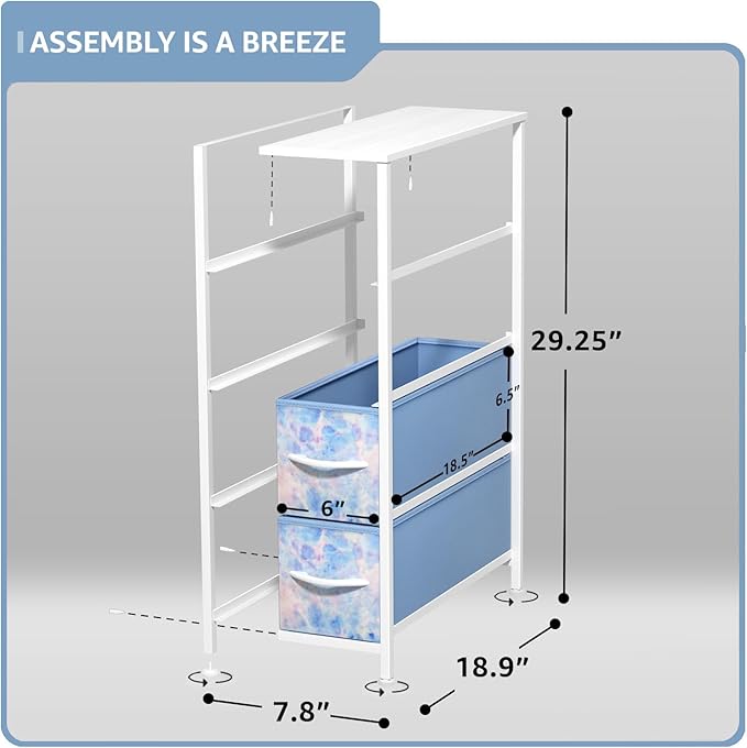 Sorbus Kids Narrow Dresser with 4 Drawers - Vertical Slim Storage Chest of Drawers with Steel Frame, Wood Top & Easy Pull Fabric Bins for Small Spaces, Closets, Bedroom, Bathroom & Laundry