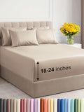 Extra Deep Queen Sheet Set - 6 Piece Breathable and Cooling Sheets - Hotel Luxury Bed Sheets Set - Easy & Secure Fit - Soft, Wrinkle Free and Comfy Sheets Set - Wheat Sheet Set with Extra Deep Pockets