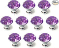 10 Pcs 30mm Silver Plated Base Diamond Shape Crystal Glass Cabinet Knob Drawer Knob Pull Handle Used for Kitchen, Dresser, Door, Cupboard (Purple)
