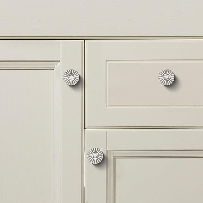 2 Pack Kitchen Cabinet Knobs Round Sunflower Dresser Knob Modern Drawer Hardware Cupboard Handles Furniture Knob for Bathroom Single Hole Knobs for Wardrobe Nickel TYH-BN-K2