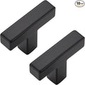 10 Pack Matte Black Cabinet Knobs - Kitchen Cabinet Knobs Black Cabinet Pulls for Kitchen Cabinet Drawer Stainless Steel Dresser Knobs for Cabinet Hardware 2in Length Single Hole Square
