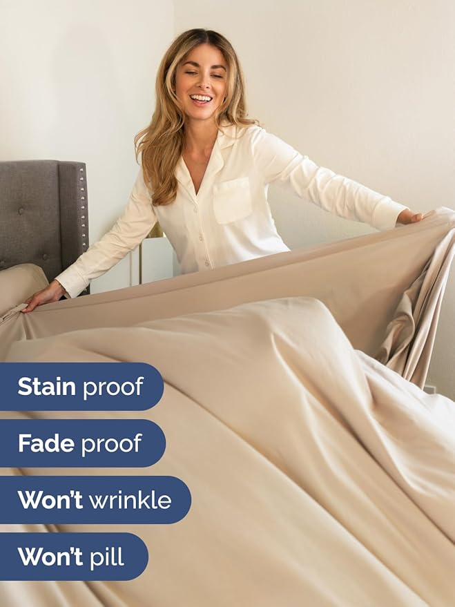 Extra Deep King Sheet Set - 6 Piece Breathable and Cooling Sheets - Hotel Luxury Bed Sheets Set - Easy & Secure Fit - Soft, Wrinkle Free and Comfy Sheets Set - Cream Sheet Set with Extra Deep Pockets