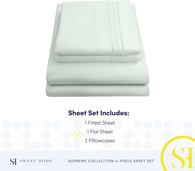 King Size Sheets - Breathable Luxury Bed Sheets with Full Elastic & Secure Corner Straps Built In - 1800 Supreme Collection Extra Soft Deep Pocket Bedding Set, Sheet Set, King, Mint