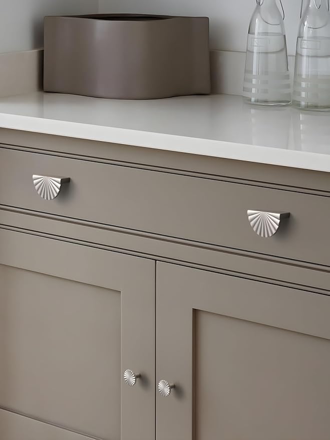 10 Pack Brushed Nickel Cabinet Pulls 3" Hole Center Cup Flat Silver Drawer Pulls Kitchen Cupboard Bathroom Dresser Cabinet Hardware Handles Zinc Alloy