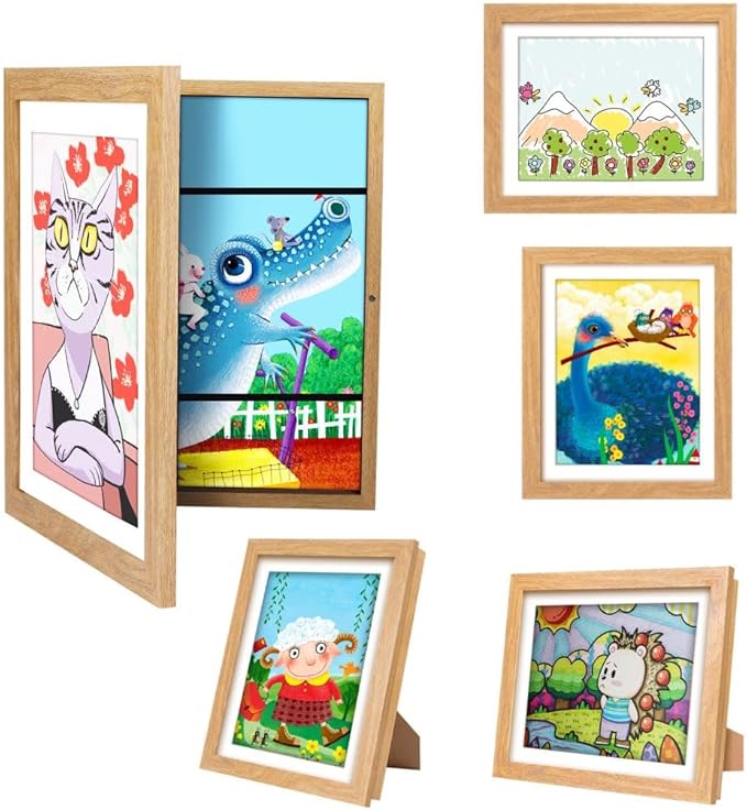 3-Pack Kids Artwork Frames Changeable - Kids Art Frame,Artwork Frames for Kids Art,Children Art Projects Kids Art Frames,8.5x11 Picture Frame for Display Kid Art work,With Storage(White)