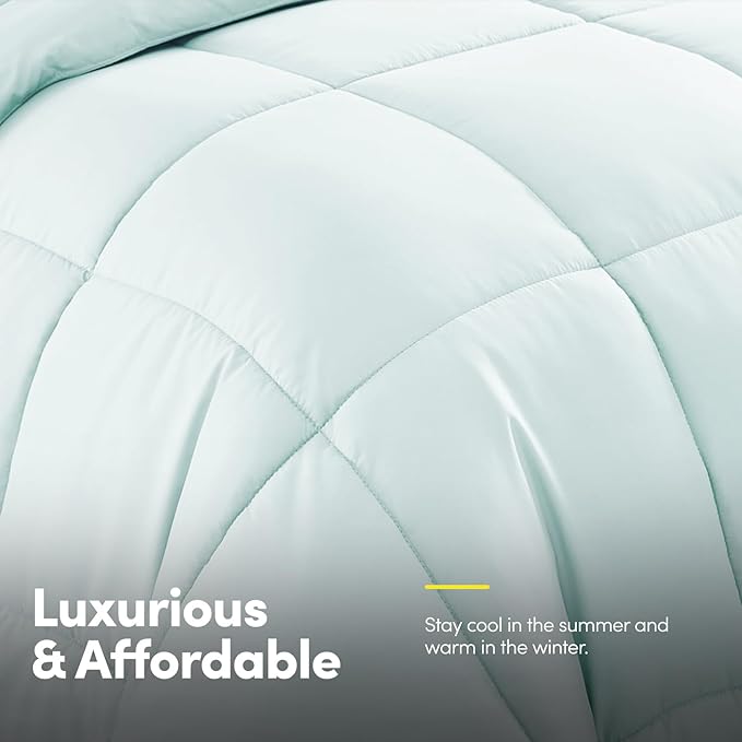 California King Comforter Set - Soft & Breathable 7-Piece Bedding Collection - 1 Comforter, 1 Fitted Sheet, 1 Flat, 4 Pillowcases - Deep Pocket - Premium Quality - Ideal for All Seasons, Aqua