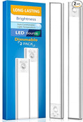 Under Cabinet Lighting, LED Motion Sensor Light Indoor, 2200mAh USB Rechargeable Closet Lights Battery Operated, Stick On Magnetic Wireless Dimmable Under Counter Lights for Kitchen(2 Pack)
