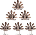 MorTime Turkey Candle Holder Set, Bronze Finished Metal Candleholders, Turkey Tealight Holders for Table Christmas Home Decoration, 6 Pack