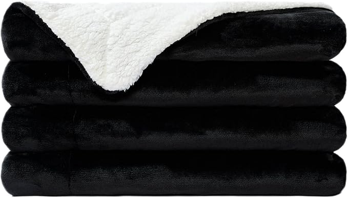 NANPIPER Sherpa Blanket King Fleece Bed Blankets Soft and Warm Fuzzy Microfiber,Black 90"x108"