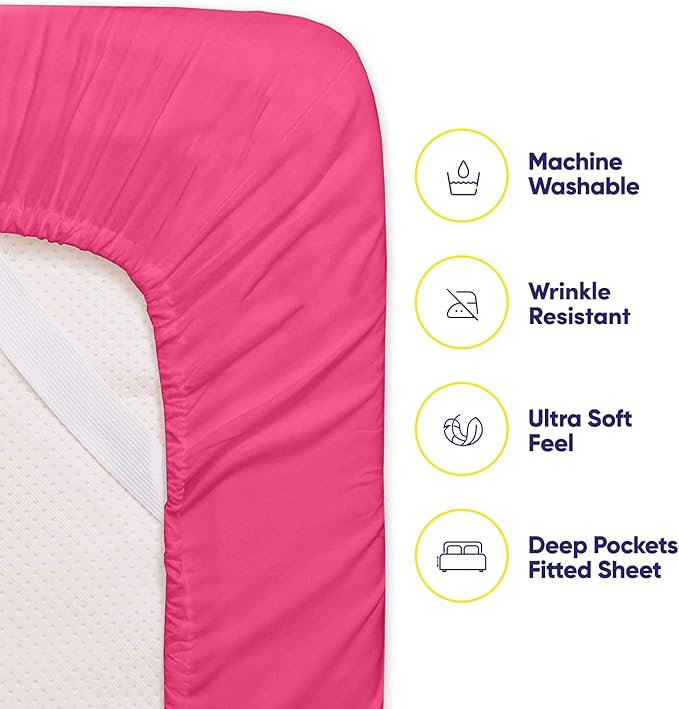 Twin XL Size Bed Sheets - 4 Piece 1500 Supreme Collection Fine Brushed Microfiber Deep Pocket Twin X-Large Sheet Set Bedding - 1 EXTRA PILLOW CASES, GREAT VALUE, Twin XL, Fuschia