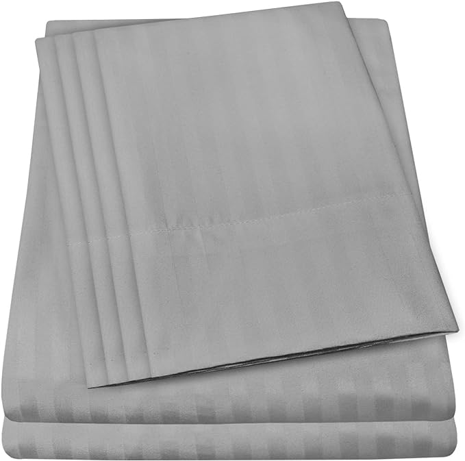 King Size Bed Sheets - 6 Piece 1500 Supreme Collection Fine Brushed Microfiber Deep Pocket King Sheet Set Bedding - 2 Extra Pillow Cases, Great Value, King, Dobby Silver