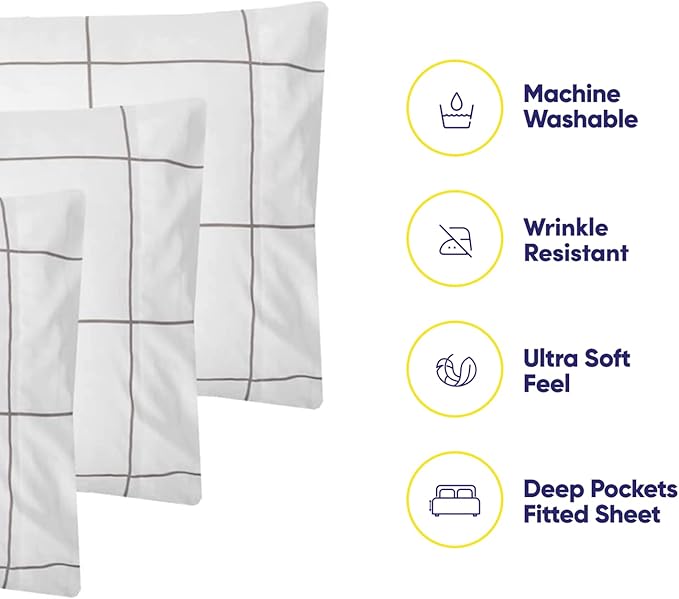 Twin Size Bed Sheets - 4 Piece 1500 Supreme Collection Fine Brushed Microfiber Deep Pocket Twin Sheet Set Bedding - 1 EXTRA PILLOW CASES, GREAT VALUE, Twin, Window Pane White