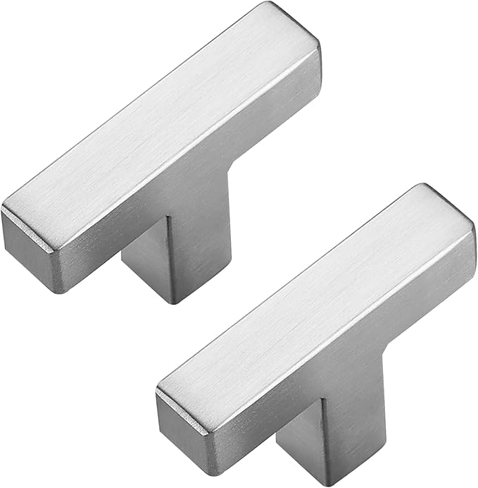 25 Pack Brushed Nickel Cabinet Knobs - Kitchen Cabinet Knobs Silver Cabinet Pulls for Kitchen Cabinet Drawer Stainless Steel Dresser Knobs for Cabinet Hardware 2in Length Single Hole Square