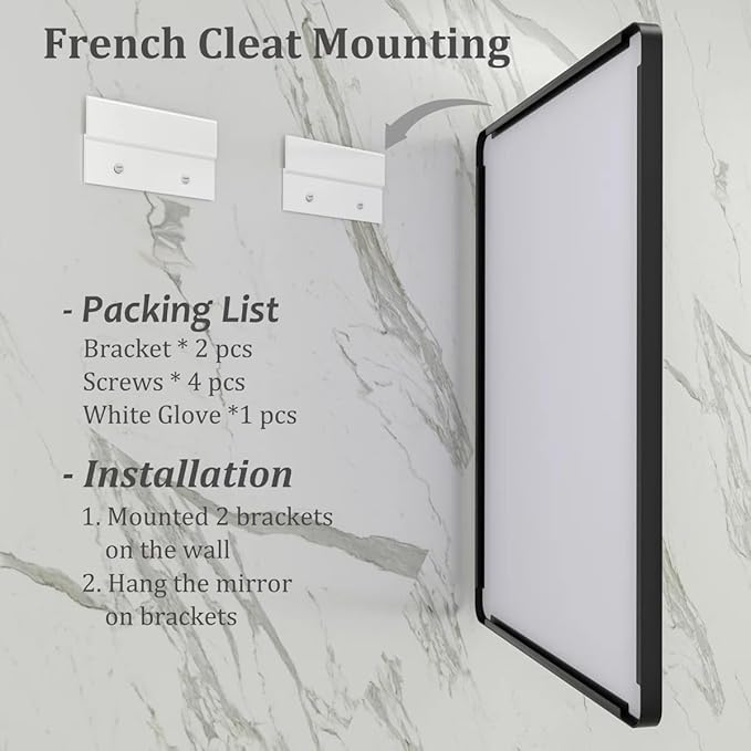 28x32 Inch Black Metal Framed Bathrrom Mirror for Wall, Matte Black Rectangle Mirror, Rounded Corner, Anti-Rust (Horizontal/Vertical)