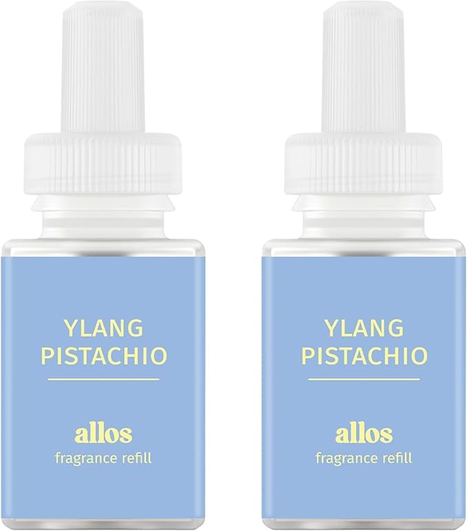 Pura and Allos - Fragrance Refill for Smart Home Air Diffusers - Aromatherapy Scents for Home - up to 120-Hours of Premium Fragrance per Vial - 2 Pack - Ylang Pistachio (Calm)