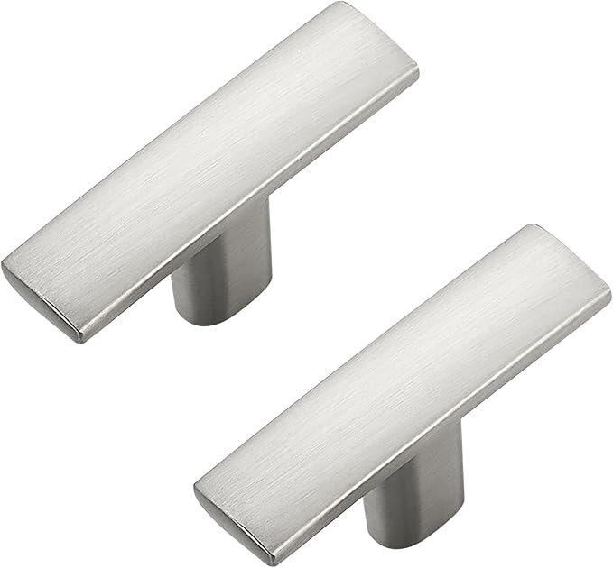 25 Pack Silver Cabinet Knobs - Curved Cabinet Pulls Brushed Nickel Knobs for Kitchen Cabinet Drawer Solid Dresser Knobs for Cabinet Hardware 1-3/4in Length Single Hole