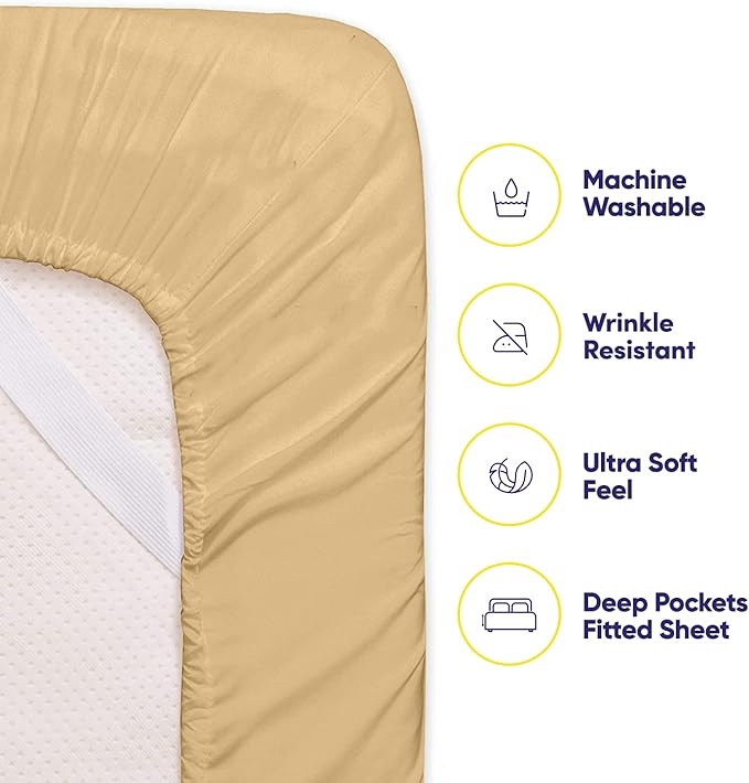 Twin Size Bed Sheets - 4 Piece 1500 Supreme Collection Fine Brushed Microfiber Deep Pocket Twin Sheet Set Bedding - 1 EXTRA PILLOW CASES, GREAT VALUE, Twin, Camel