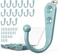 15 Pcs Black Wall Mounted Coat Hooks, Hanger Hook with 30 Pieces Screws for Towel, Key, Robe, Scarf, Bag, Cap, Coffee Cup, Mugs（Bule）