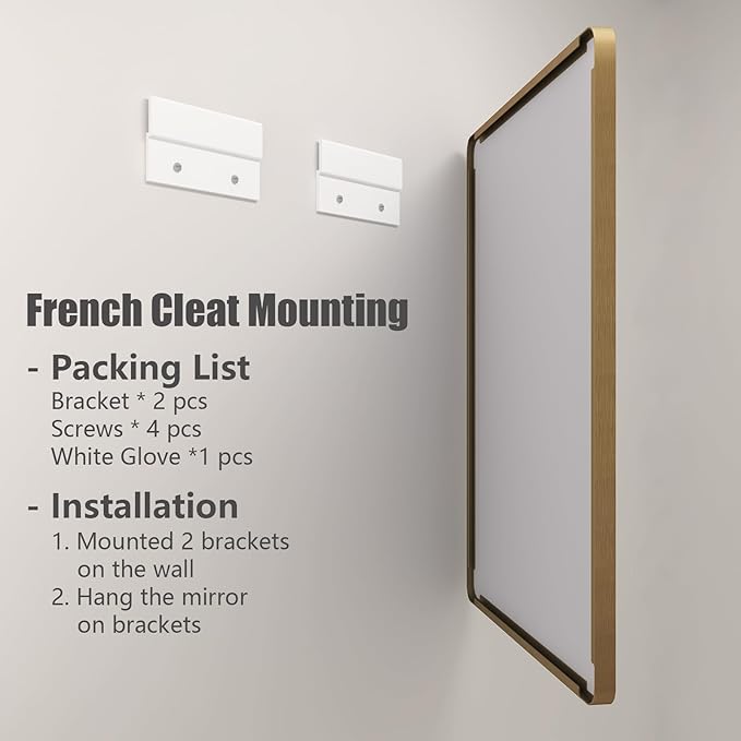 60x30 Inch Gold Bathroom Mirror for Wall, Brushed Metal Gold Framed Mirror, Large Rectangle Brass Vanity Mirror for Bathroom, Shatterproof, Anti-Rust (Horizontal/Vertical)