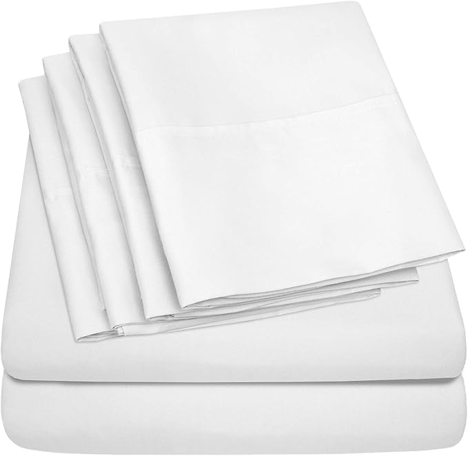 Twin Size Bed Sheets - 4 Piece 1500 Supreme Collection Fine Brushed Microfiber Deep Pocket Twin Sheet Set Bedding - 1 EXTRA PILLOW CASES, GREAT VALUE, Twin, White