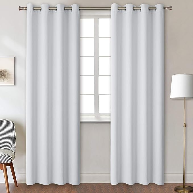 BGment Room Darkening Curtains for Bedroom - Grommet Thermal Insulated Window Treatments Light Blocking Curtains for Living Room, Set of 2 Panels, Each 55 x 96 Inch, Greyish White