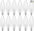 12-Pack E12 Candelabra Light Bulbs 40W Warm White 2500K, 380 Lumen Chandelier Light Bulb for Ceiling Fan, Indoor or Outdoor, B10 Clear Incandescent Candle Bulbs, Dimmable