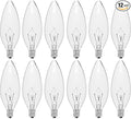 12-Pack E12 Candelabra Light Bulbs 25W Warm White 2500K, 240 Lumen Dimmable Chandelier Light Bulbs for Ceiling Fan, Pendants or Outdoor, B10 Clear Incandescent Bulbs