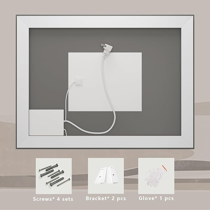 40x32 Smart Led Mirror for Bathroom, Dimmable Vanity Mirror with Lights, Backlit and Front Lit Makeup Mirror for Wall, Anti-Fog (Horizontal/Vertical)