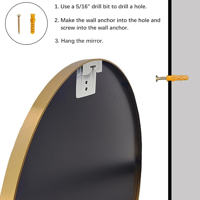 Gold Round Mirror, Circle Mirror 26 inch, Gold Circle Mirrors Metal Frame, Round Mirrors for Wall, Living Room, Bathroom, Entryway, Rustic.