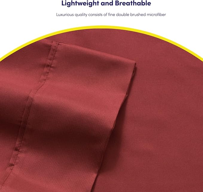 Sweet Home Collection 6 Piece 1500 Supreme Collection Brushed Microfiber Deep Pocket Sheet Set-2 Extra Pillow Cases, Great Value, Rv Short Queen, Burgundy