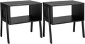 Pipishell Bedside Tables, Stackable Bamboo Nightstands, Bamboo Side Tables for Bedroom & Living Room, End Table Night Stands, Set of 2, Black,PIET01B