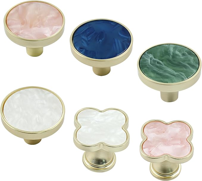 12 Pcs Gold Knobs for Dresser Drawers, Round Dresser Cabinet Knobs Pulls for Kitchen Cabinet Cupboard Door Furniture Decorative, Navy Blue
