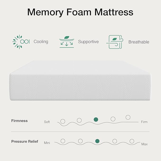 Novilla Twin Bed Mattress, 8 Inch Twin Size Mattress with Gel Memory Foam for Cooling Night Sleep, Pressure Relief & Comfort Sleep, CertiPUR-US Certified