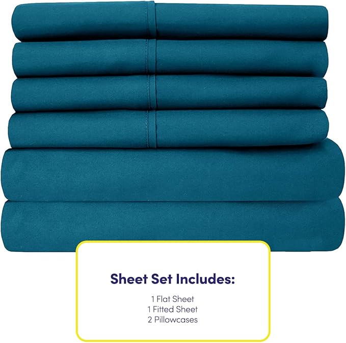 Twin Size Bed Sheets - 4 Piece 1500 Supreme Collection Fine Brushed Microfiber Deep Pocket Twin Sheet Set Bedding - 1 EXTRA PILLOW CASES, GREAT VALUE, Twin, Teal