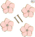 4 pcs Petal Handles Colorful Drawer Knobs Flower Petal Cabinet Dresser Knobs for Girl's Room Dresser Cupboard Drawer Wardrobe Decorative Furniture Knobs (Pink)